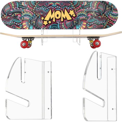 Skateboard-Wandhalterung aus transparentem Acryl – horizontale Boardhalterung – Longboard- und Skateboard-Zubehör (1/5)