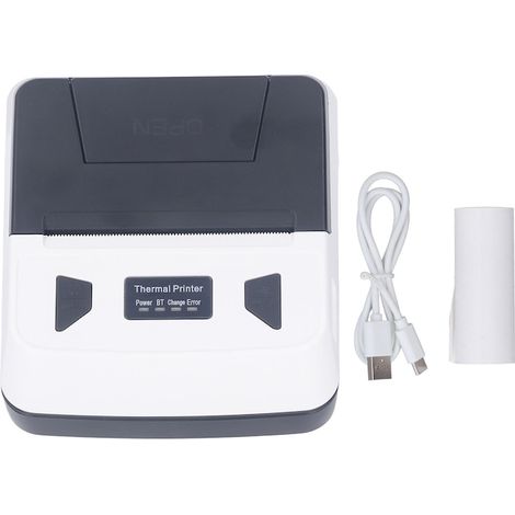 Imprimanta termica portabila Bluetooth 80mm, alba, pentru uz general, cu baterie reincarcabila 2000mAh
