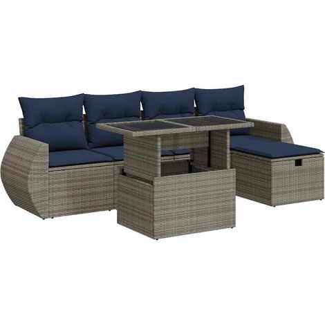 Maison Exclusive - Juego Sofá Jardín 6 Piezas con Cojines Gris Po