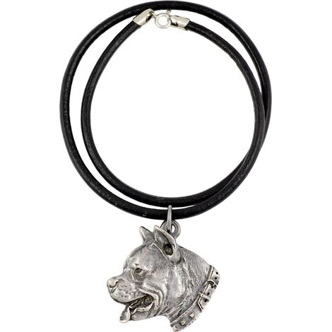 American Staffordshire Terrier, Amstaff, Amstaf I - Collier pour chien, pendentif plaqué argent pour les amoureux des chiens, bijou unique d'Art-Dog (1/5)