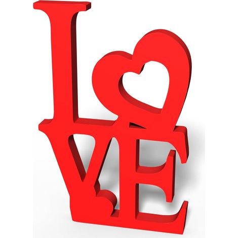 Décoration de Saint-Valentin en blocs de bois avec inscription « LOVE » - Lettre LOVE rouge à poser, idéale pour une fête à la maison, un mariage, un anniversaire ou un cadeau romantique. (1/5)