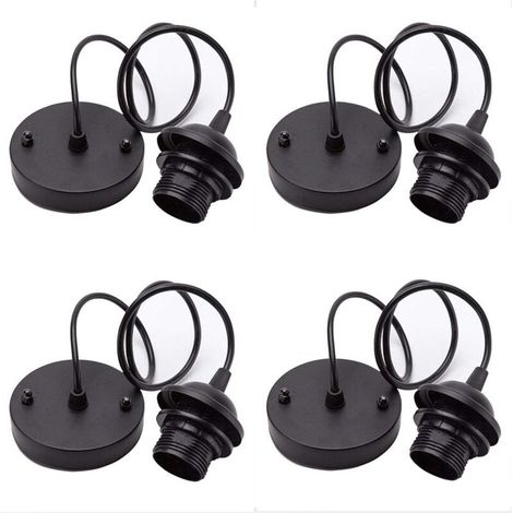 4-teiliges Vintage-Kronleuchter-Set, Vintage-Edison-Lampenfassung mit 100 mm Kabel für Pendelleuchte, E27 (schwarz)