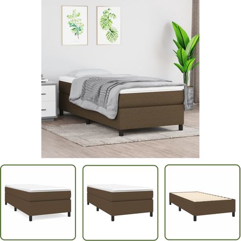 The Living Store Boxspringbett mit Matratze Dunkelbraun 100x200 cm Stoff - Boxspringbett - Doppelbett - Bettenrahmen - Matratze - Matratzentopper (1/5)