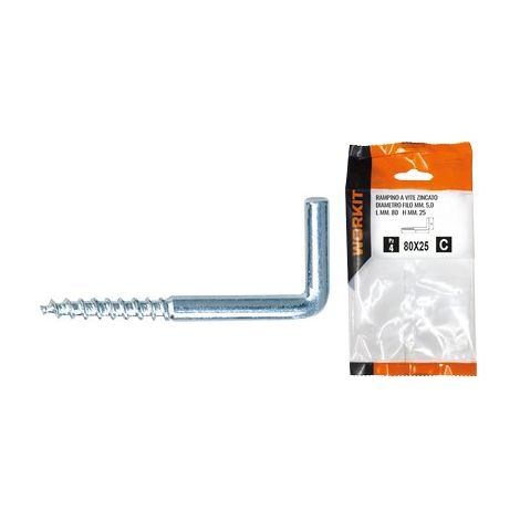 RAMPINO A VITE ZINCATO SELF WORKIT - MOD 19X60 MM 45X16,5X3,5 CF=PZ 6- 5 confezioni