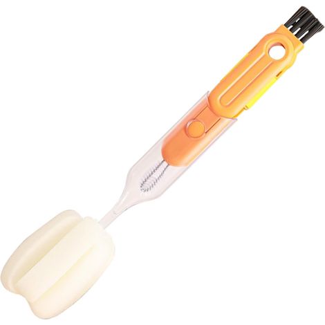 Brosse multifonctionnelle 5 en 1 pour le nettoyage des couvercles de tasses : longue portée, résistante aux frottements et multi-angles. Idéale pour nettoyer la cafetière, les joints de carrelage, la 