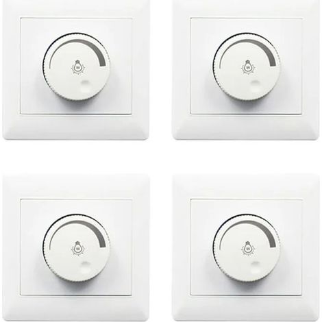 Lot de 4 variateurs muraux, commande de lumière à bouton rotatif, 180-265 V CA, blanc (1/5)