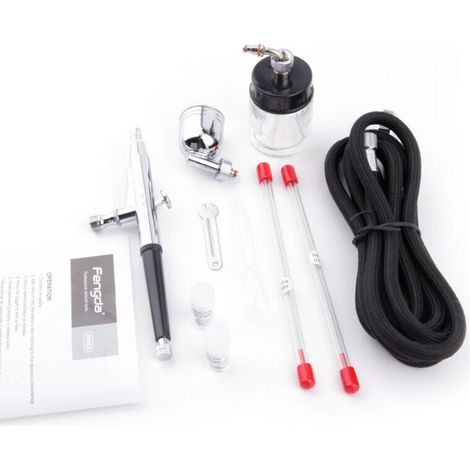 Professionnel Pistolet aerographe kit/Double Action/avec Aiguille de 0,2/0,3/0,5 buse et Tuyau. (1/4)