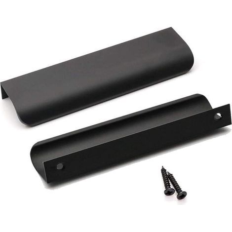 pair Lot de 10 poignées de meubles de cuisine noires, poignées profilées noires, poignées de meubles noir mat en alliage d'aluminium, entraxe 128 mm, longueur 150 mm (noir)