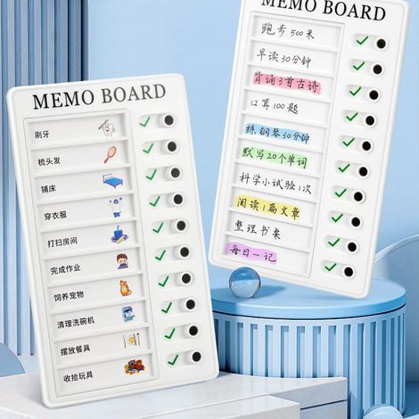 Tableau d'Organisation Enfant Modifiable - Tableau Magnétique avec Pages Amovibles - 10 Feuilles Cartonnées Incluses (1/5)