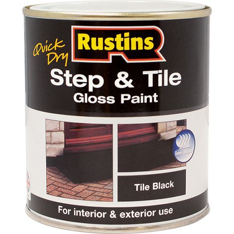 Rustins Quick Dry Step & Tile Paint in Gloss Black – 500ml, Fast-Drying, Durable Finish