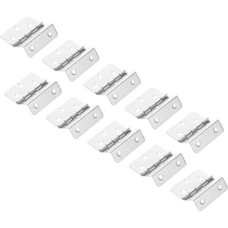 10 charnières pliantes argentées à trois volets pour portes de placard, avec ferrure métallique. (1/5)