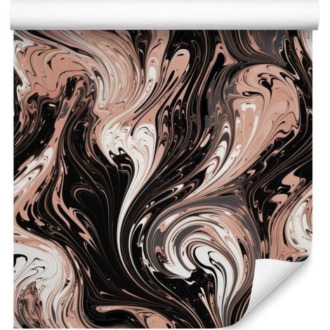 Tapete in den Farben Schwarz und Beige für Wohn- und Schlafzimmer, 50 x 1000 cm (1/5)