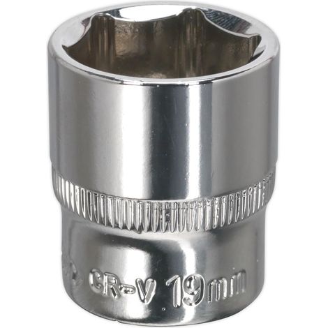 Sealey SP3819 Premier Fully Polished Socket 3/8""Sq Drive 19mm