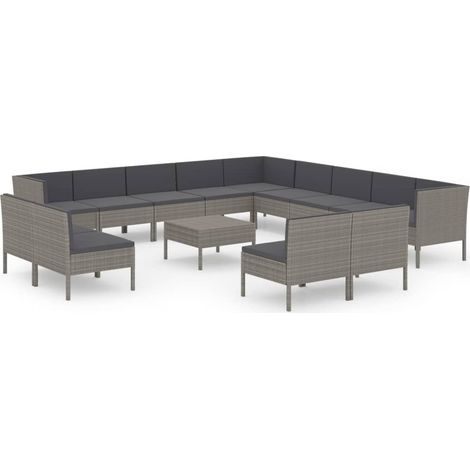 Maison Exclusive - 14-tlg. Garten-Lounge-Set mit Auflagen Poly Ra
