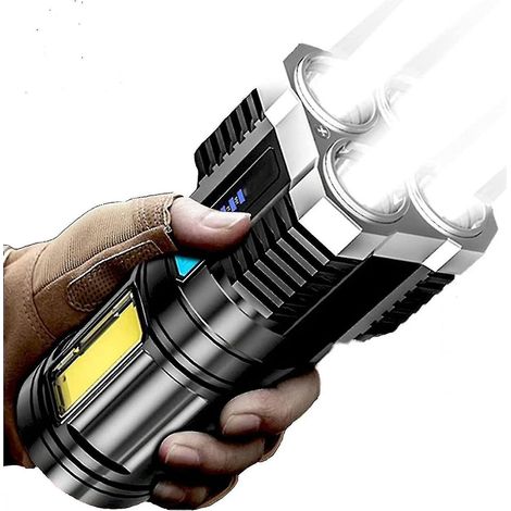 Ultrahelle, wiederaufladbare LED-Taschenlampe mit 10.000.000 Lumen, USB-wiederaufladbar, taktische Taschenlampe --