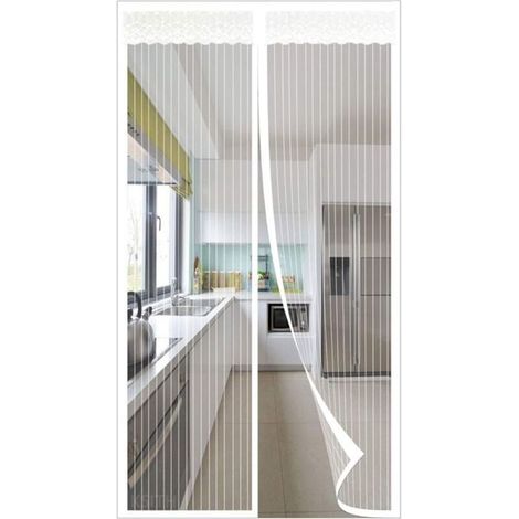 Rideau moustiquaire magnétique - MICHAEL NETWORK TECHNOLOGY - 90x210 cm - Blanc - Installation facile (1/5)
