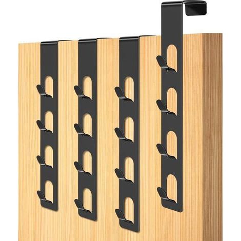 Crochets de Porte à Suspendre, 4 x Porte Manteau pour Porte, Crochets de Porte Standart, Patère de Porte Robuste, Sans Perçage, pour Placard Armoire, Cuisine Salle de Bains, Manteaux, Peignoirs (1/4)