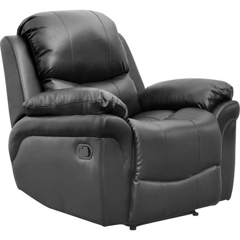 MADISON LEATHER RECLINER ARMCHAIR SOFA HOME LOUNGE CHAIR RECLINING GAMING[Black]
