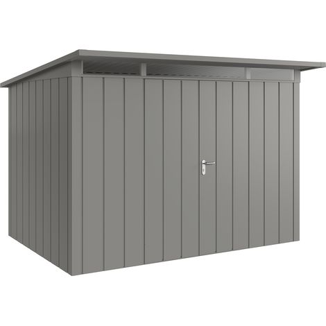 Hörmann Metall-Gerätehaus "Juno" mit Pultdach, JPD12 - Modern, 310 x 214 cm (B x T), graualuminium, 2-flüglige Tür (1/5)