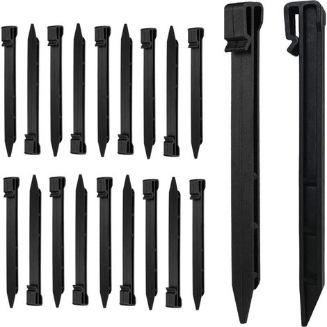 Lot de 20 piquets de jardin en plastique, 25 cm, pour bordures de pelouse. Plastique robuste, adapté aux sols meubles des pelouses (1/5)