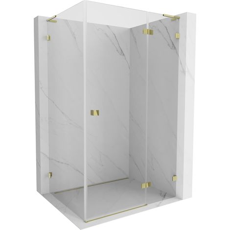 Mexen Lunar L cabina de ducha abatible derecha 90 x 80 cm, transparente, dorada - 834L-090-080-50-00-P (1/5)