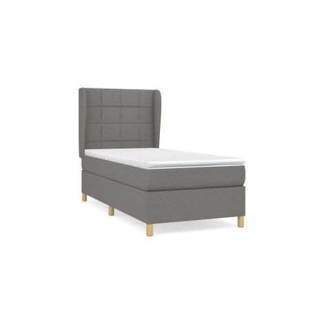 Sommier à lattes de lit avec matelas Gris foncé 90x200 Tissu (1/5)