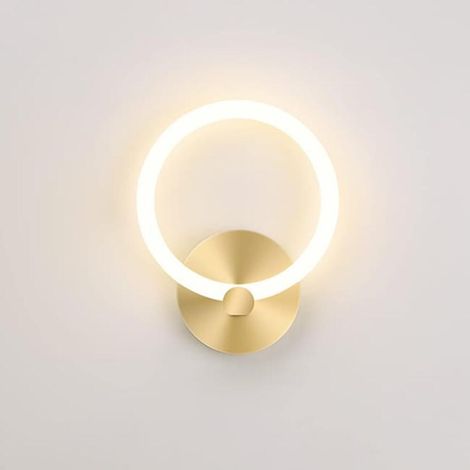 Moderne runde LED-Wandleuchte für den Innenbereich, 19 cm, Eisen, Gold, Warmweiß