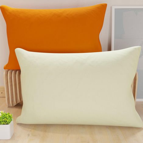 Lot de 2 Taies d'oreiller de Lit 80x50 cm, Housses de Coussin Unies Double Face Orange Crème, Taie Oreiller 100% Microfibre Hypoallergénique
