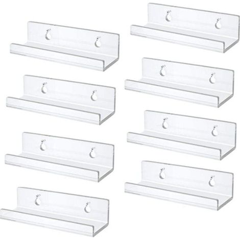 Pack de 8 Supports Muraux pour éTagèRe en Vinyle Transparent, PréSentoir Album Acrylique, Support