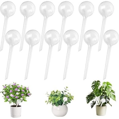 Globes d'arrosage Automatique, 12 Pièces d’arrosage en Plastique, Boules d'Irrigation pour Plantes 13 x 5 cm, Ampoules d'Arrosage, Arrosage Plante Interieur Fleurs Jardin Pot - (1/5)
