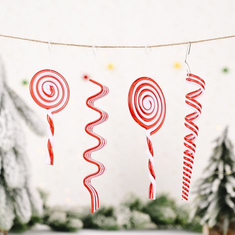 12PCS Canne a Sucre Noël Canne Bonbons Décorations de Sapin 4 Style Sucette de Noël Ornement Pendentif de Noël pour Sapin de Noël Arbre de Noël (1/5)