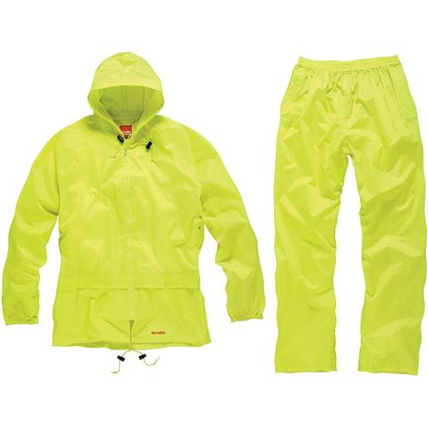 Tuta impermeabile alta visibilità Scruffs di colore giallo o nero anti pioggia con cappuccio regolabile-L / Giallo (1/4)