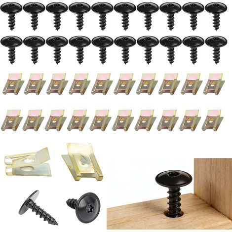 Kit 10 Ensembles de Clips écrous en U métalliques + vis de Fixation pour sous‑Caisse, Passage de Roue, Garde‑Boue et protège‑Boue – Fixations universelles Auto (1/5)