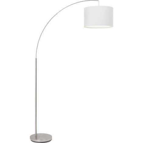 BRILLIANT Lampe Clarie Bogenstandleuchte 1,8m eisen/weiß 1x A60, E27, 60W, geeignet für Normallampen (nicht enthalten) Mit Fußschalter (1/4)