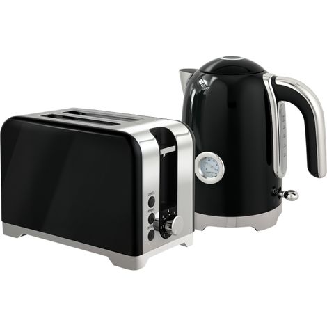 Retro Toaster and Kettle Set - Black
