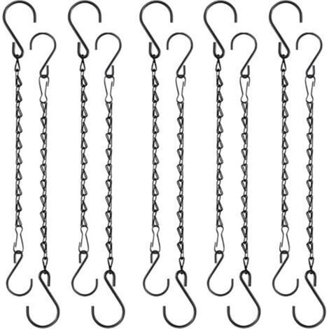 Chaîne de Panier Suspendu, 10 Pcs Chaîne De Suspension, Chaîne de Pot Fleur avec Crochet Clip, Chaîne Suspendue pour Jardinières, Mangeoires, Ornements, Lanternes