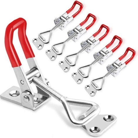 Lot de 6 pinces à loquet à bascule 4001, loquet réglable, pinces pour fumeur, loquets robustes, capacité de charge de 150 kg pour gabarit de couvercle, bote à outils (sans vis)