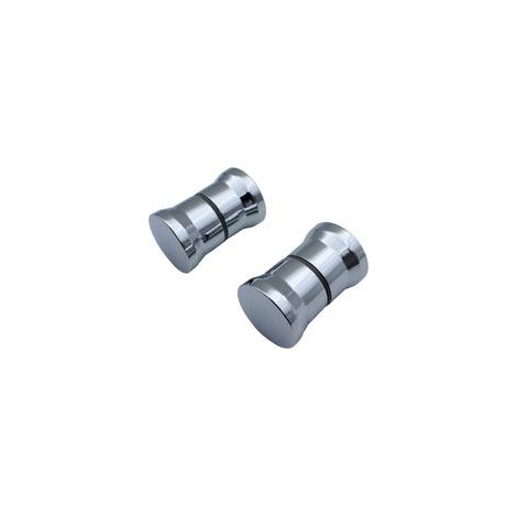 Juego de 2 pares de manijas redondas de cristal cromado para puertas de ducha. Repuestos para mamparas y cerramientos de ducha.