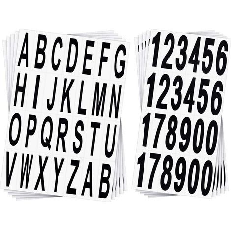 10 feuilles boîte aux lettres lettre numéro autocollants noir vinyle Alphabet numéro décalcomanies pour maison appartement adresse fenêtre porte voiture camion (1/5)