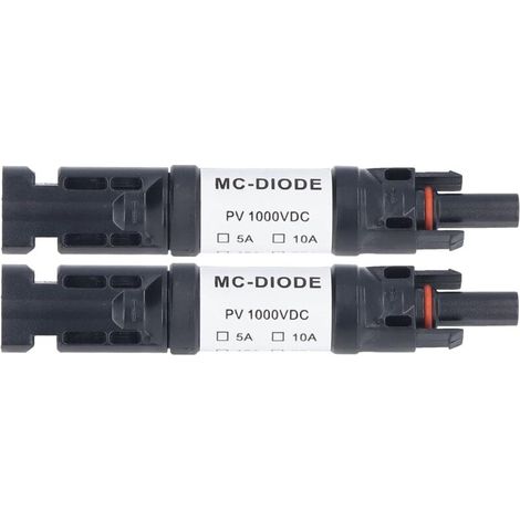 MC-D Pack of 2 Solar PV Connectors 1000V with Integrated Anti-Reverse Diode, IP68 Waterproof for Solar Panel Connection (20A) (1/4)