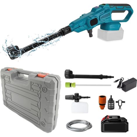 Cordless Pressure Washer 80 Bar 18 V Portable with Nozzle 6 in 1 Brushless Motor 380 L/H (6.3 L/min) for Car Lawn with 15000mA Batteries (with Batteries) (1/5)