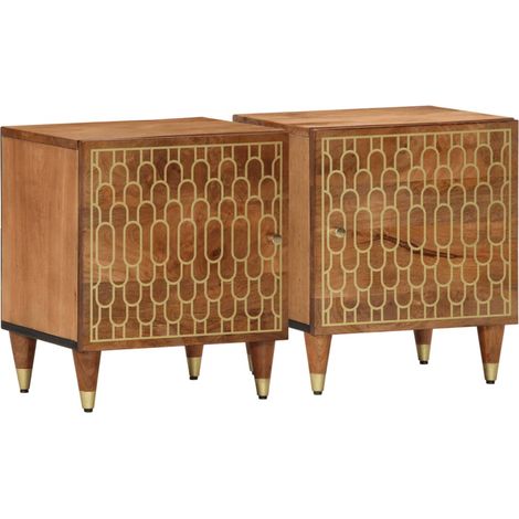 Nachttische 2 Stk. 40x33x46 cm Massivholz Mango