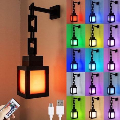 Veilleuse Pixel - Télécommande RGB 16 couleurs, chargement USB, lampe de chevet pour jeux de rôle, idéale pour les chambres et les salles de jeux - FM- (1/4)