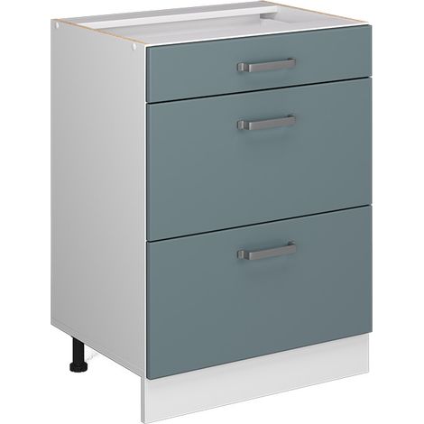 Base universale R-Line, Grigio-blu, 60 cm con cassetti, senza piano di lavoro, Vicco