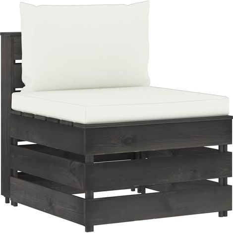 vidaXL Sofá central seccional con cojines madera impregnada gris (1/5)