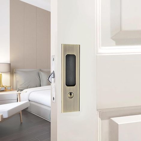 Mortise Sliding Handle Sets Handle Lock Invisible Handle Recessed Handle Latch Interior Furniture Wooden Door Lock 160mm Bronze (1/2)