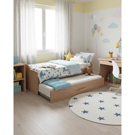 Letto attrezzato Jonny - Letto salvaspazio moderno per cameretta - Struttura virginia - Letto estraibile inferiore - Rete a doghe inclusa e materassi esclusi (1/4)