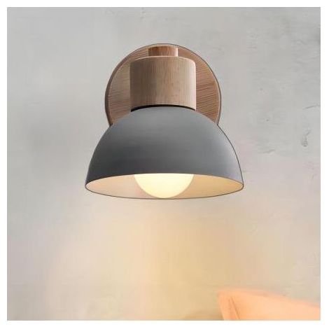 Applique Murale Intérieur Vintage Rétro Lampe Murale E27 Bois Industrielle Lampe de Mur Lampe de Chevet pour Chambre, Salon, Escalier, Couloir Gris (1/5)