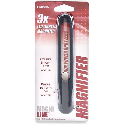 Carson - Lente di ingrandimento a barra, compatta, con illuminazione LED, 4.5x, lenti 10x