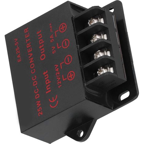 Convertisseur de tension CC 12 V/24 V vers 5 V 5 A, module transformateur régulateur-réducteur d'alimentation (1/5)